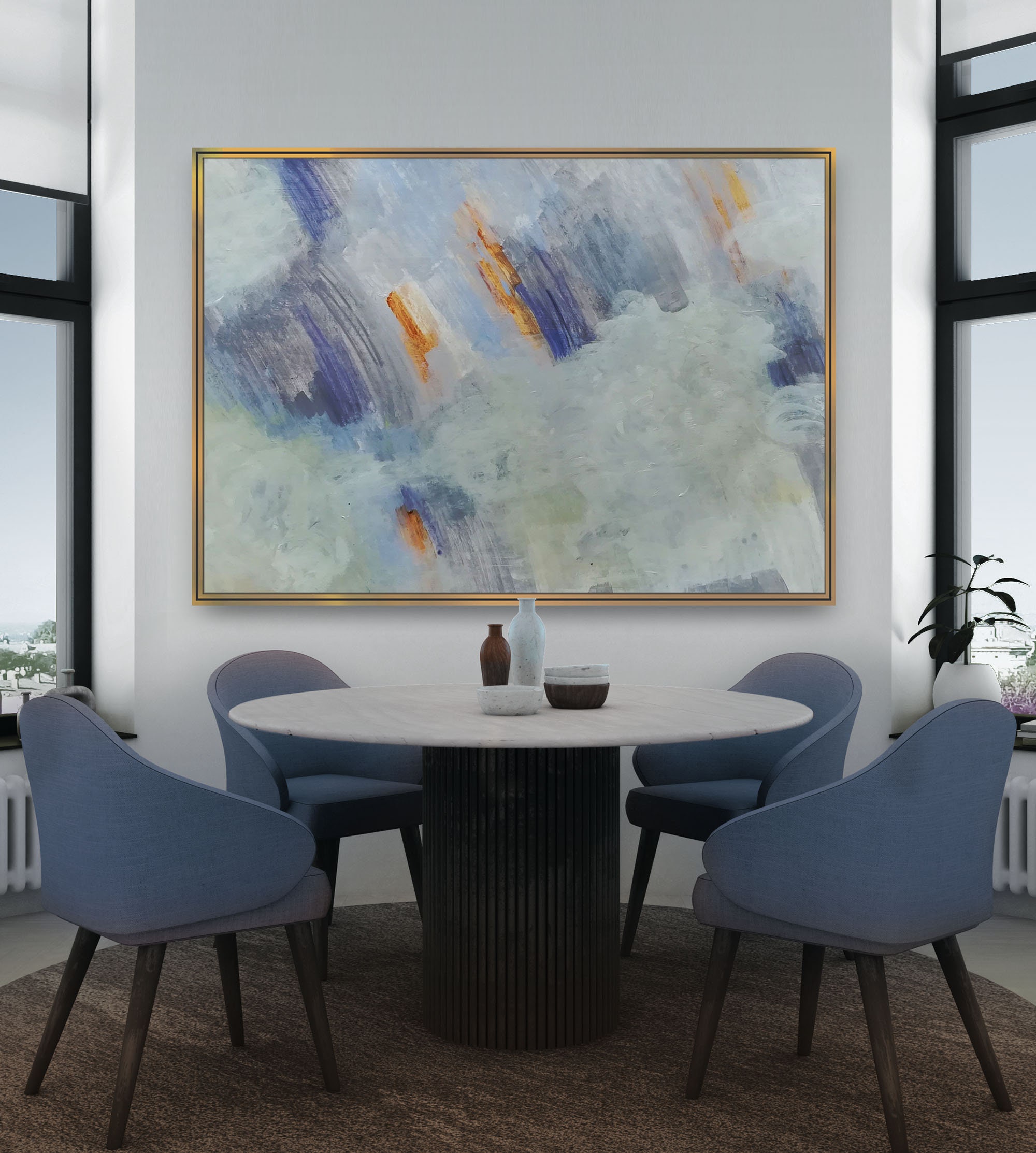 Gray modern abstract artwork Horizontal gray canvas wall art | Etsy