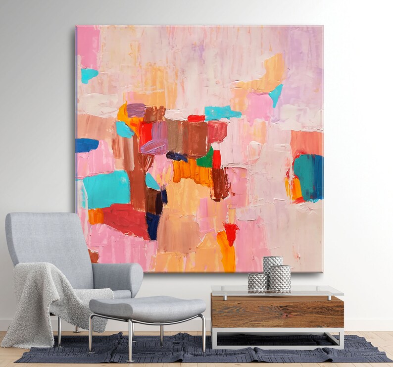 Large colorful wall art Impasto painting Oversized wall art Etsy
