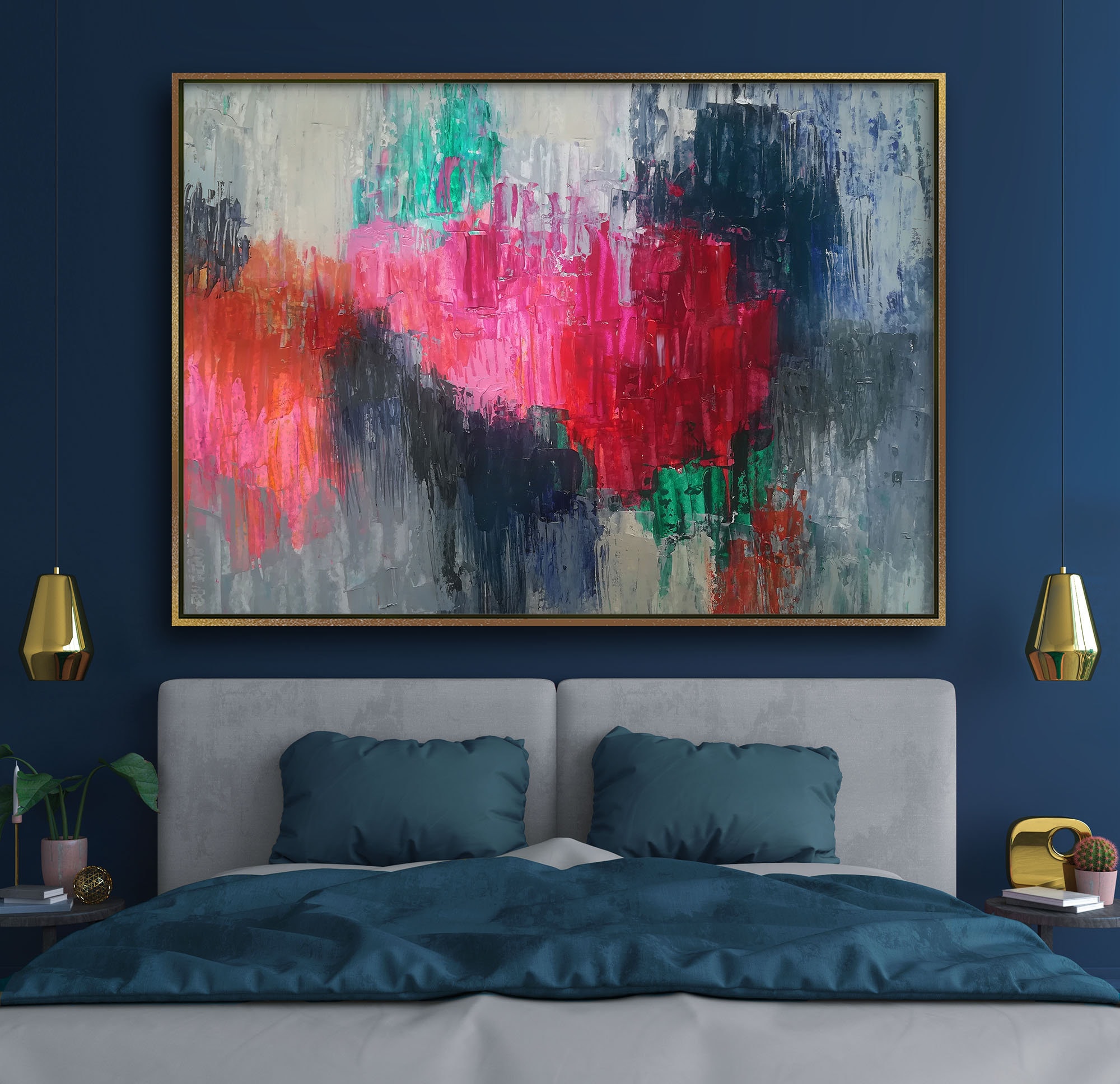 Extra large wall art canvas Acrylic painting Large colorful Etsy