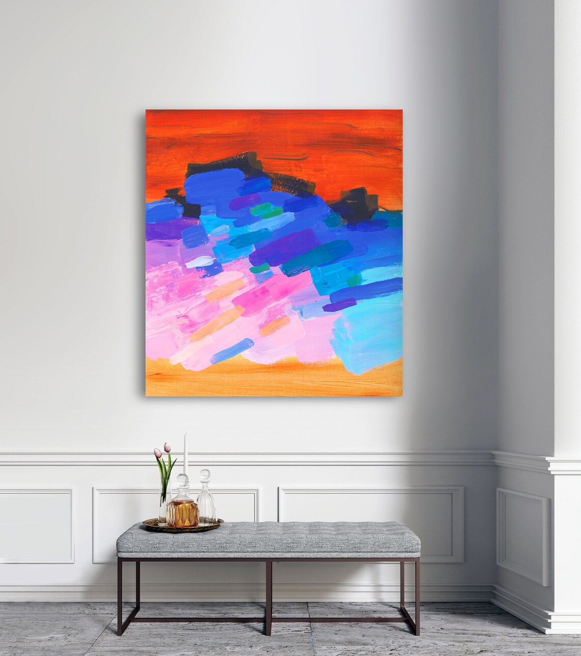 Large Colorful Wall Art Square Large Paintings Original Etsy
