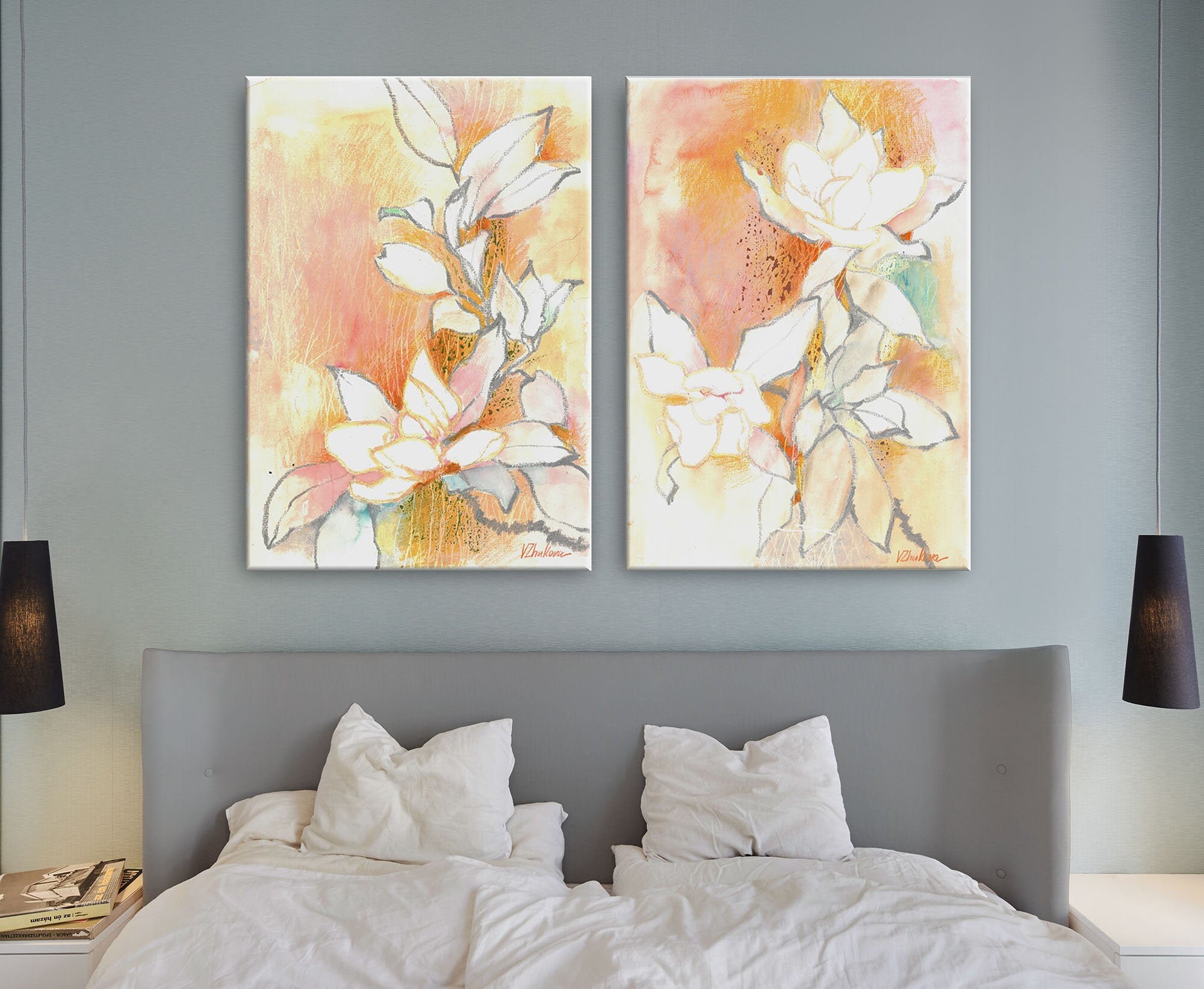 Blush Pink wall art Bedroom wall decor over the bed Large Etsy