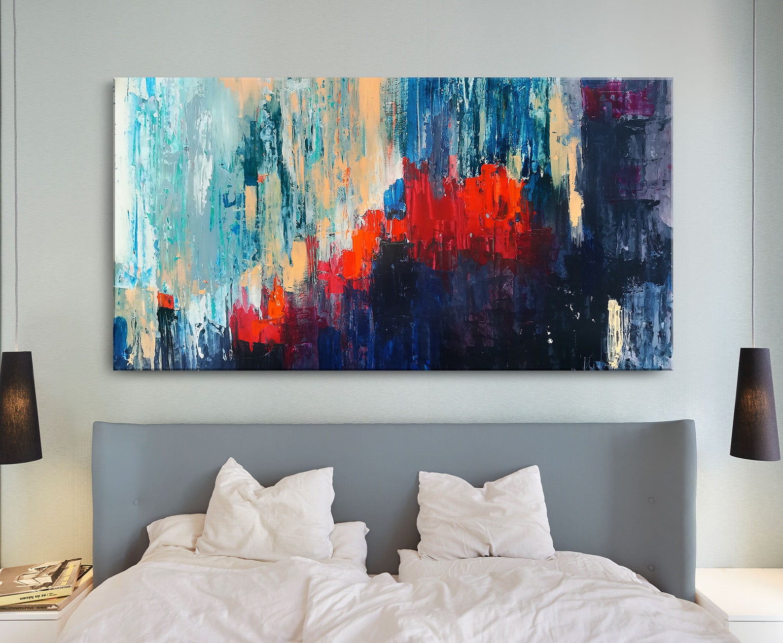 Long Wall Art Large Colorful Wall Art Oversized Wall Art Etsy