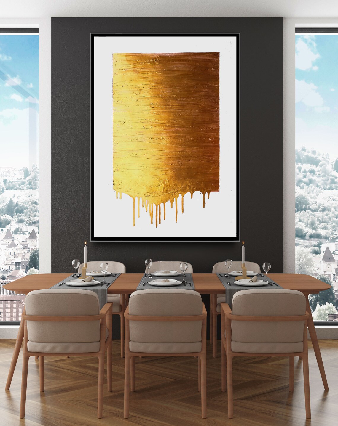 Gold leaf painting Extra large wall art Minimalist Wall Art Etsy