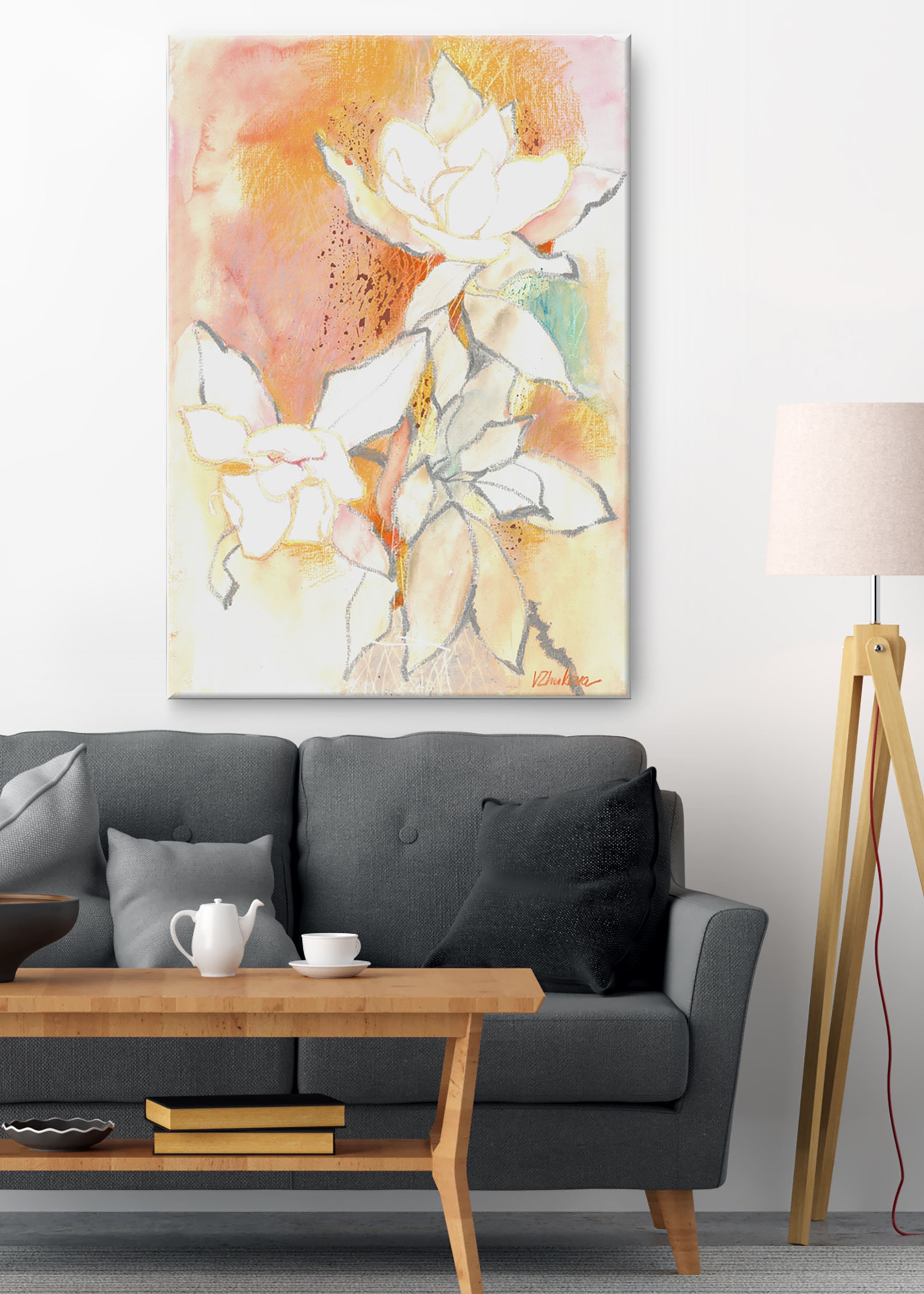 Blush Pink wall art watercolor flowers abstract watercolor | Etsy