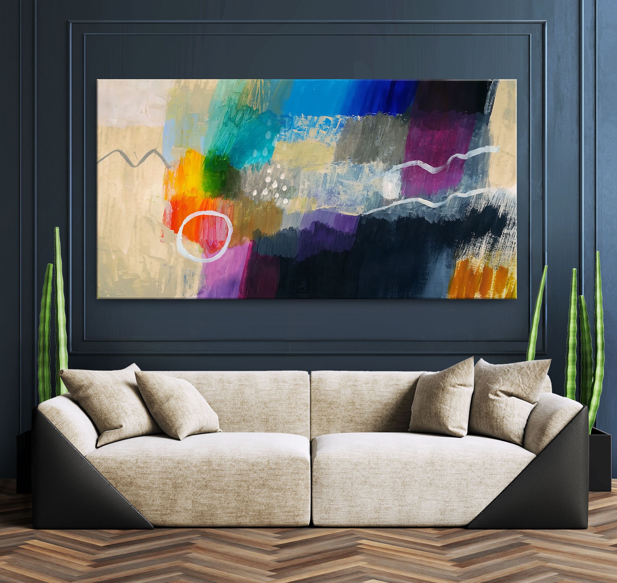 Long wall art canvas Bedroom wall decor over the bed Large Etsy