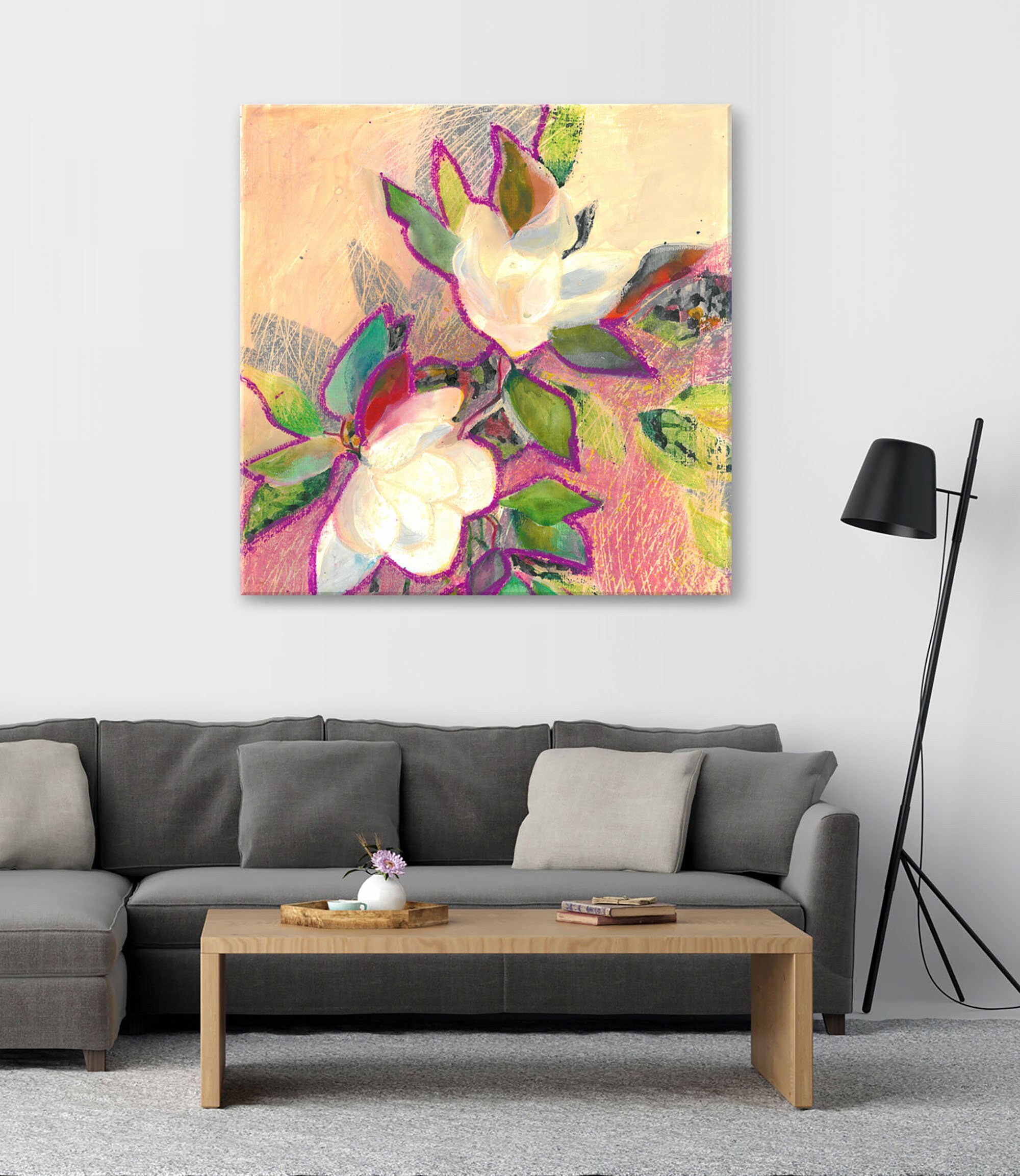 Watercolor Flowers Magnolia Print Colorful Printable Wall | Etsy