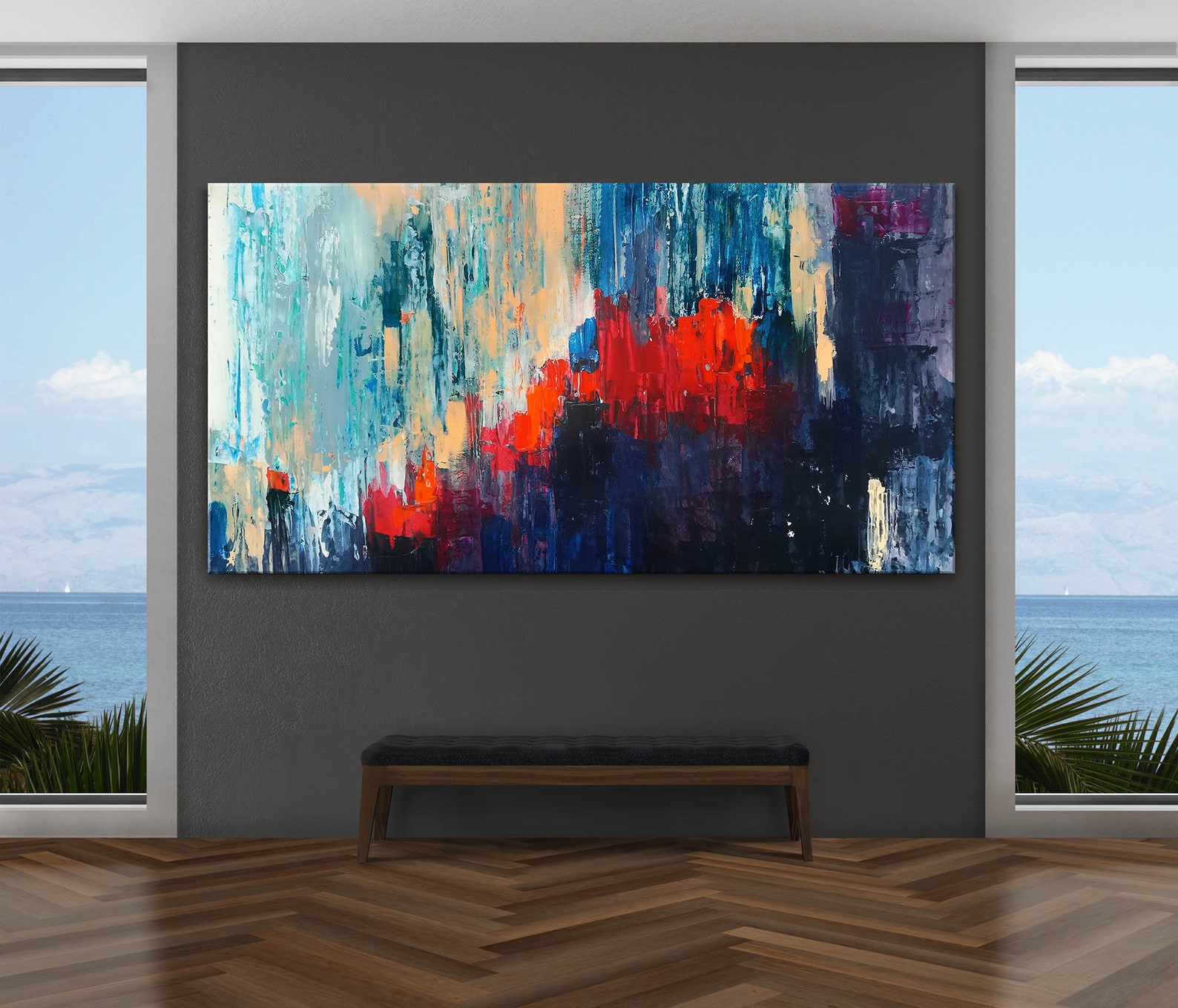 Long Wall Art Large Colorful Wall Art Oversized Wall Art Etsy