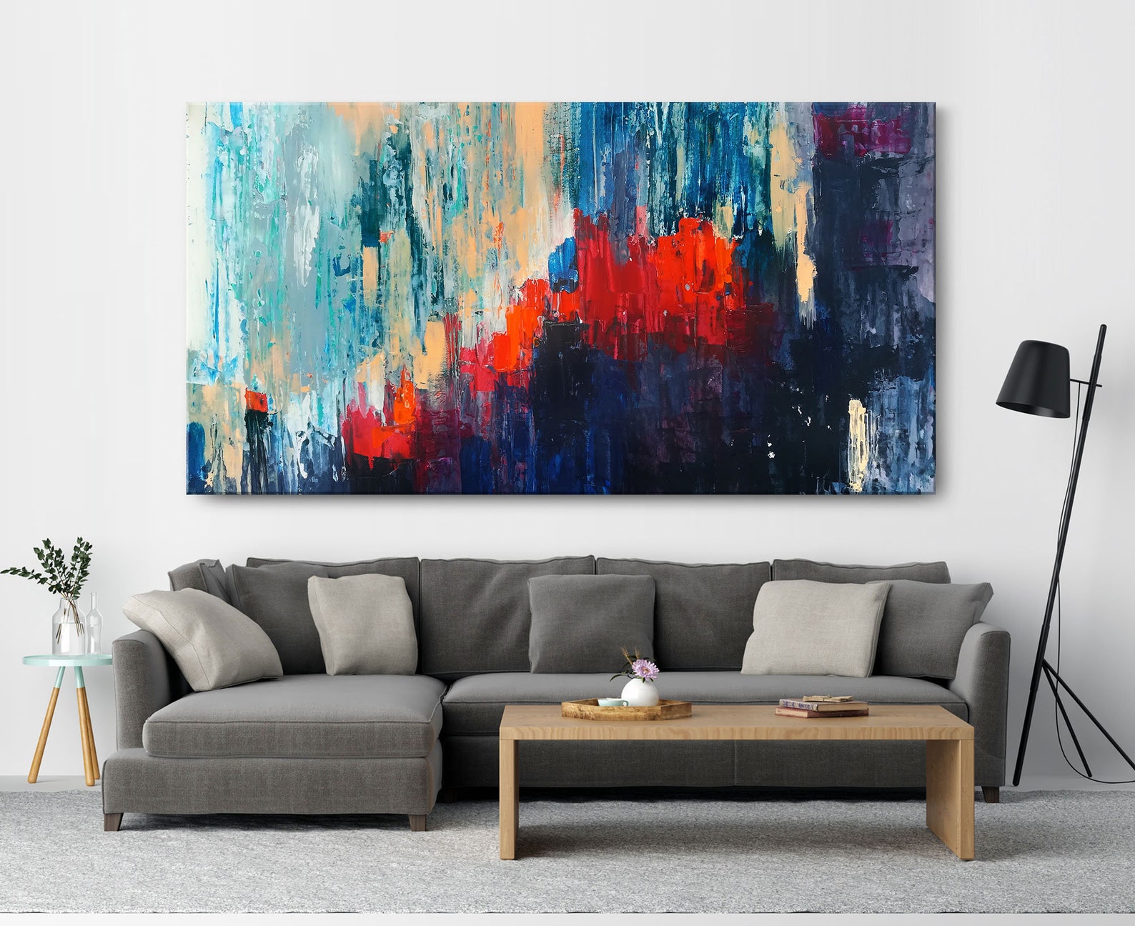 Long Wall Art Large Colorful Wall Art Oversized Wall Art Etsy