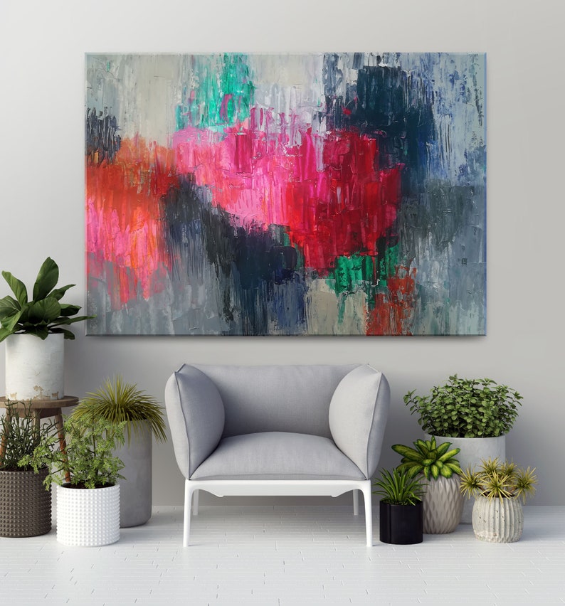 Extra large wall art canvas Acrylic painting Large colorful Etsy