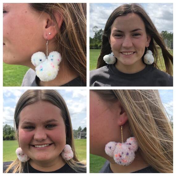Mickey pom pom earrings discount