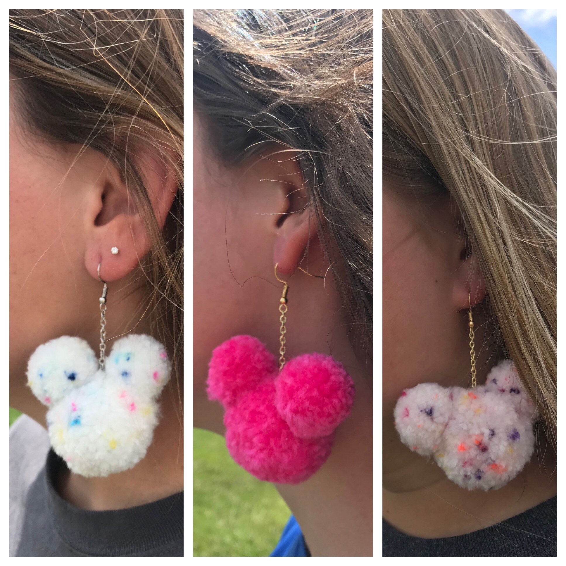 Mickey pom pom earrings hotsell