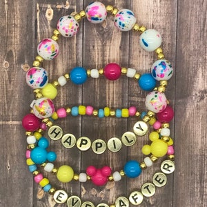 Disney Inspired Bracelet Stack, Happily Ever After Bracelet Stack, Disney Beaded Bracelet, Disney Bracelet