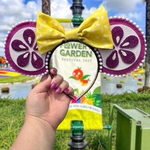 Violet Lemonade Ears, Disney&#39;s Flower Garden Festival Inspired Ears, EPCOT Ears, Mickey Ears, Minnie Ears, Disney Ears, MADE to ORDER