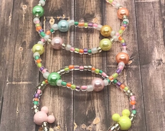Disney Pastel Mouse Head Bracelet Stack, Disney Pastel Bracelet Stack, Disney Beaded Bracelet, Disney Bracelet