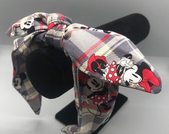 Mickey und Minnie kariertes Knotenband, Disney Knotenband, Disney Stirnband, Knotenband, Stirnband, Bogenband, SOFORT LIEFERBAR