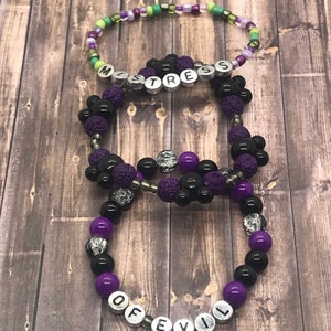 Disney Maleficent Inspired Bracelet Stack, Maleficent Bracelet Stack, Disney Beaded Bracelet, Disney Bracelet
