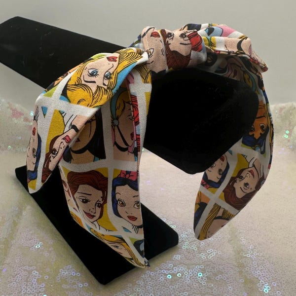 Disney Princess Squares Knotband, Disney Princess Headband, Knotband, Headband, Bowband, READY TO SHIP