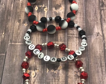 Disney Cruella Inspired Bracelet Stack, Cruella De Vil Bracelet Stack, Disney Beaded Bracelet, Disney Bracelet