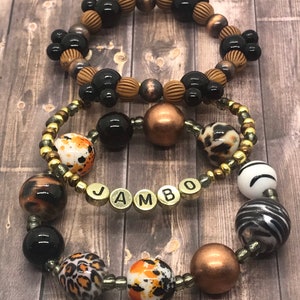 Disney Animal Kingdom Inspired Bracelet Stack, Disney Jambo Bracelet Stack, Animal Kingdom Bracelet, Disney Beaded Bracelet, Disney Bracelet