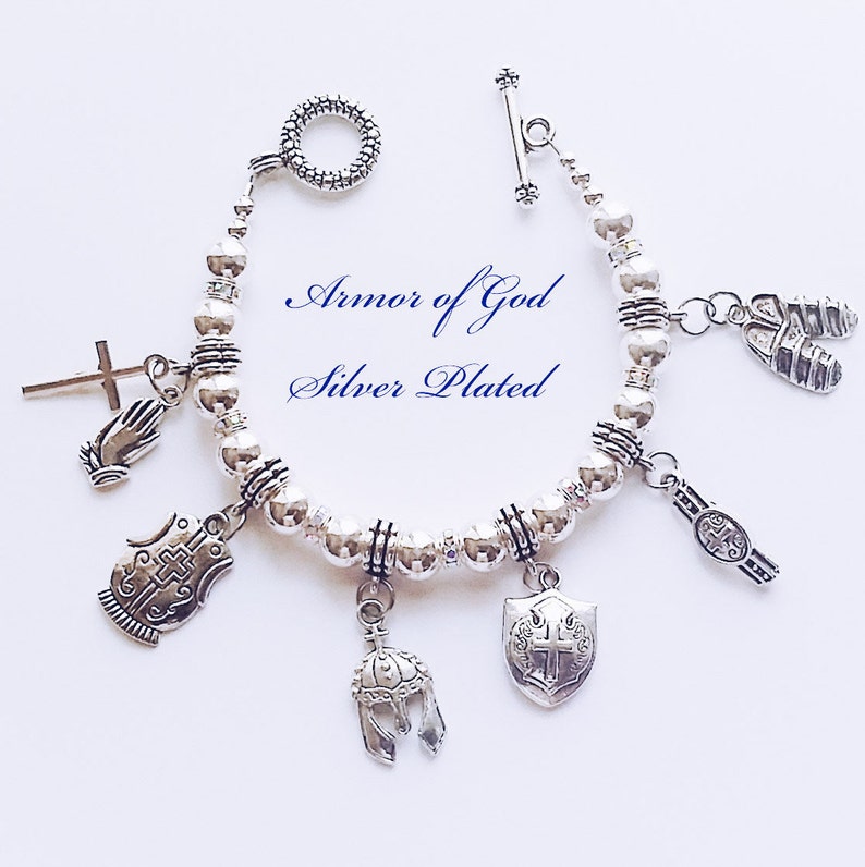 Armor of God Christian Charm Bracelet Jewelry Spiritual With Gift Box