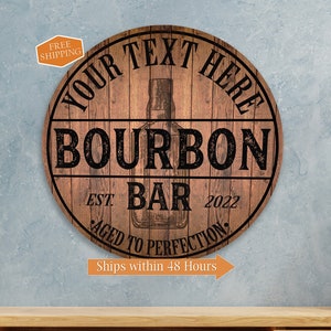 Personalized Bourbon Bar Sign Wood Sign Home Bar Decor Bar Accessories Custom Bar Sign Whiskey Bar Sign Mancave Gift For Him B3-00140053001