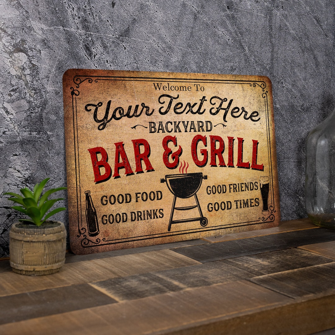 Backyard Bar & Grill Sign, Custom Backyard Sign, Custom Bar and Grill