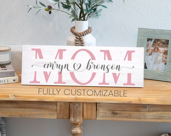 Custom Mom Sign, Gift For Mom, Custom Gift for Mom, Gifts For Mom, Mom Sign with Kids Names, Custom Sign, Mothers Day Gift Idea, 10 Colors