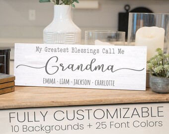 Personalized Grandma Wood Sign, Custom Grandchildren Names, Mother's Day Gift