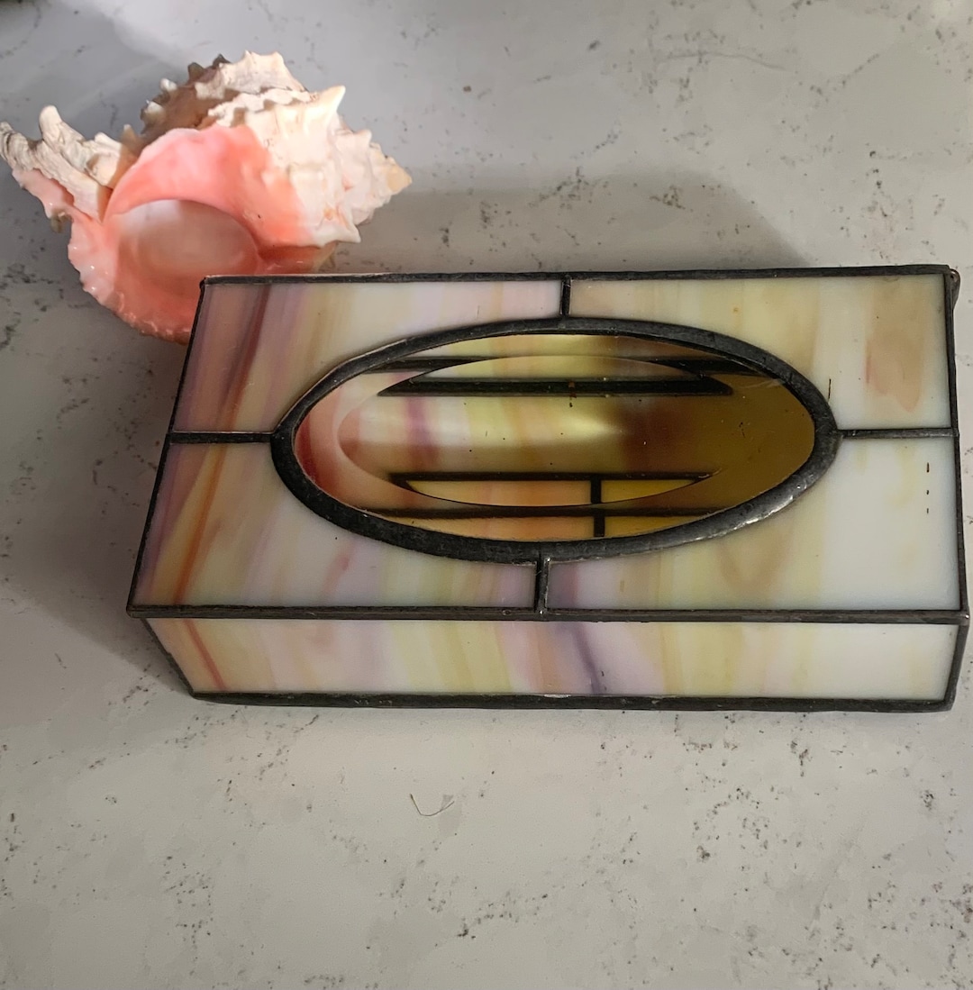 Vintage Stained Glass Trinket Box Etsy