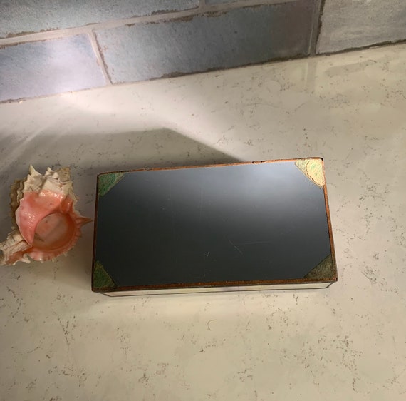 Vintage Stained Glass Trinket Box Gem