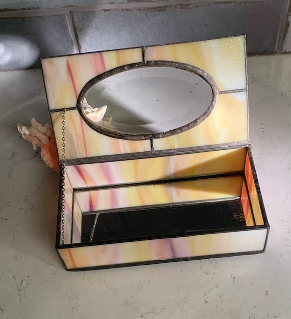 Vintage Stained Glass Trinket Box Gem