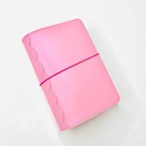 Handmade pink faux leather planner cover. Different sizes available. Traveler’s notebook cover. Vegan leather planner cover. Happy planner