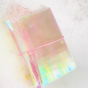 Handmade Holographic Hobonichi Stalogy jelly planner cover. Handmade planner cover. Jelly planner cover. Handmade Stalogy planner cover