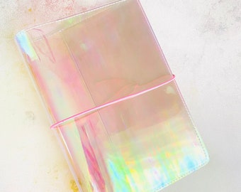 Handmade Holographic Hobonichi Stalogy jelly planner cover. Handmade planner cover. Jelly planner cover. Handmade Stalogy planner cover