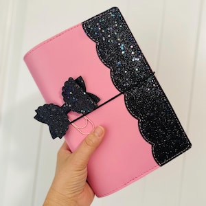 Handmade Pink Faux Leather Planner cover. Different sizes available. Traveler’s Notebook cover. Vegan leather planner cover. Happy planner