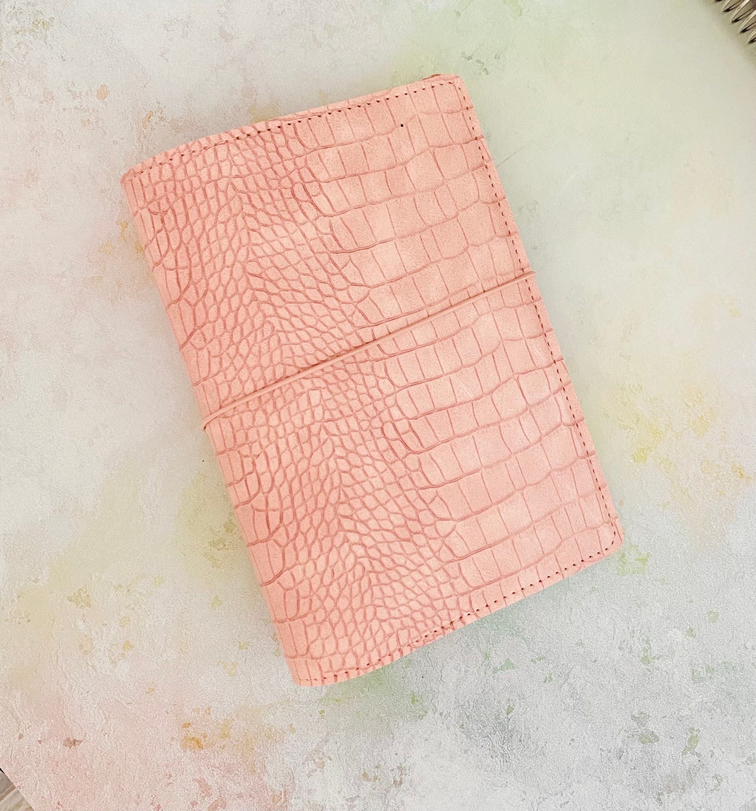 Pink Faux leather Alligator Print 3 Ring Binder