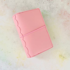 Handmade Pink Faux Leather Planner cover. Different sizes available. Traveler’s Notebook cover. Vegan leather planner cover. Happy planner