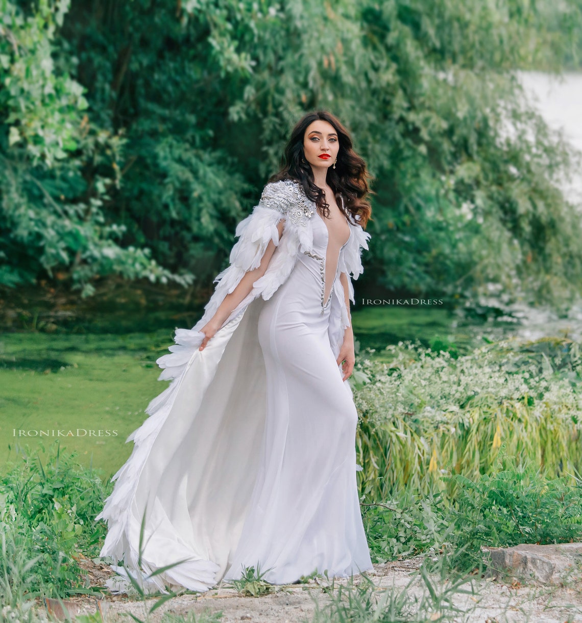 Feather Cape Bridal Cape White Feather Coat Snow Queen Etsy