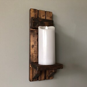 Rustic Candle Sconce Set / Candle Holder / Wall Sconce / Rustic Wall Decor / 3”- 3-1/2” Diameter LED Flameless Candle Holder