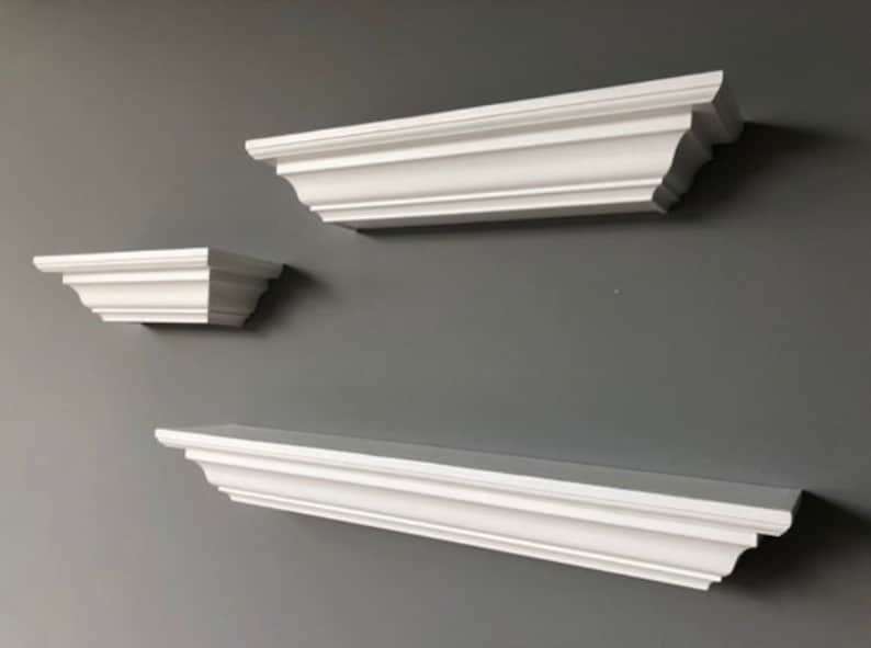 3 Piece Shelf Set Crown Moulding Shelves - Thumbnail 4