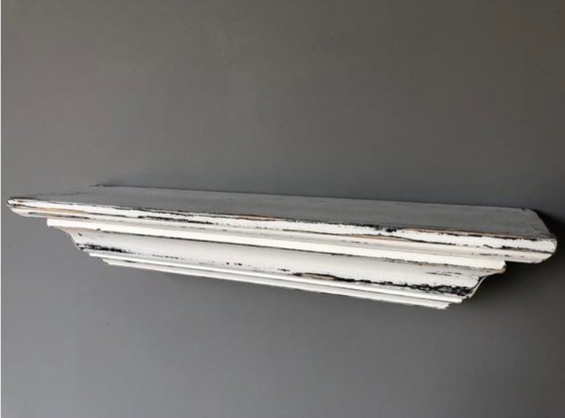 French Country Shelf / Distressed Floating Shelf / Crown Etsy