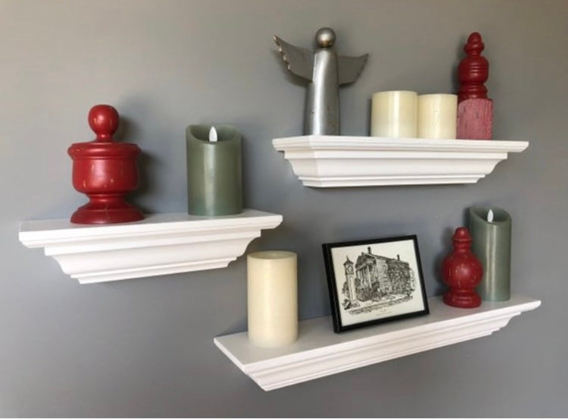 3 Piece Shelf Set / Crown Moulding Shelves / Classic Shelves / Etsy