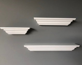 3 Piece Shelf Set / Crown Moulding Shelves / Classic Shelves / Formal Shelves / Wall Shelves / Shelf / Floating Shelves / Nursery Shelves