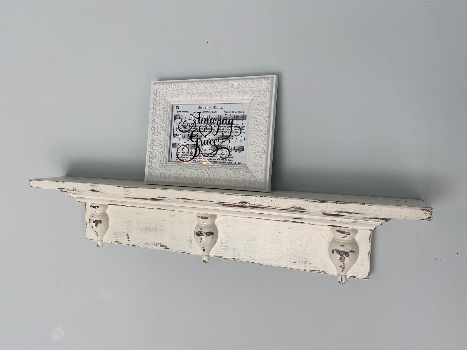 French Country Shelf With Groove / Distressed Picture Ledge Etsy