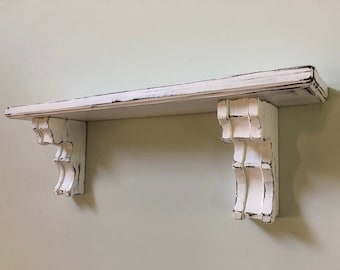 French Country Corbel Shelf / Rustic Shelf with Corbels / Farmhouse Shelf / Mantel Shelf / Kitchen Shelf / Floating Shelf