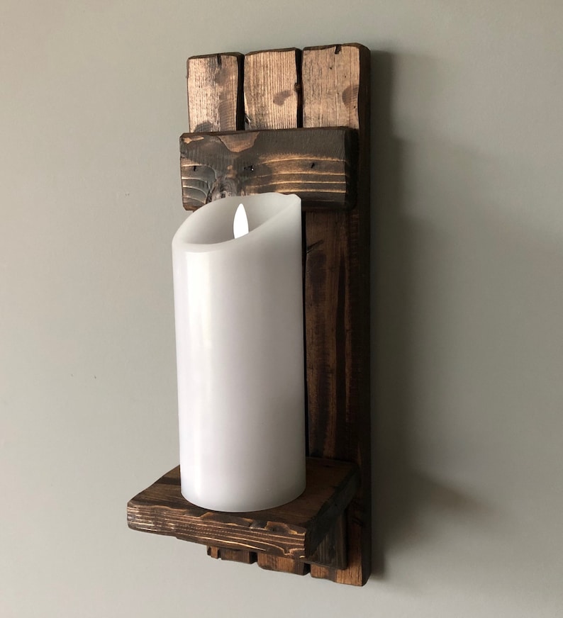 Rustic Candle Sconce Set / Candle Holder / Wall Sconce / Etsy