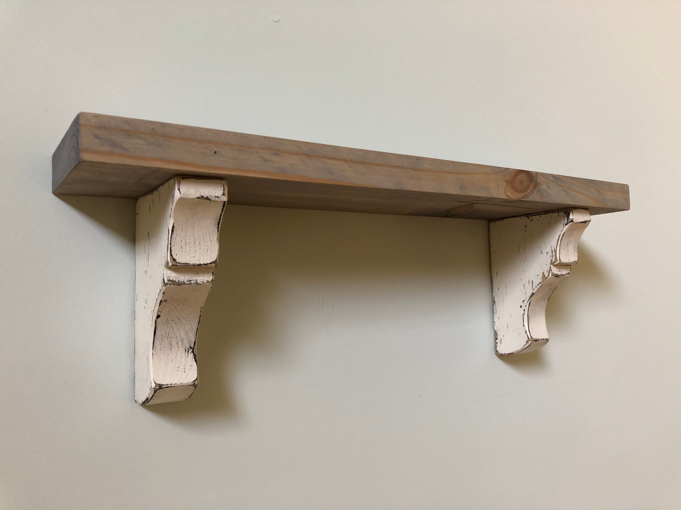 Rustic Corbel Shelf / Shelf with Brackets / Farmhouse Shelf Etsy