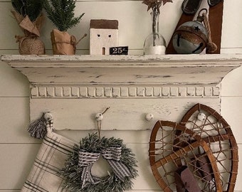 French Country Shelf With Knobs / Distressed Shelf With Knobs / Kitchen Shelf / Entryway Shelf / Antique Style
