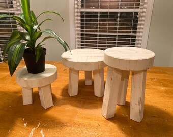 Plant Stand Set / Plant Stools / Milking Stool Set / Primitive Stool / Small Stool