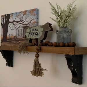 Rustic Corbel Shelf / Shelf with Brackets / Farmhouse Shelf with Corbels / Bathroom Shelf / Open Shelf / Floating Shelf